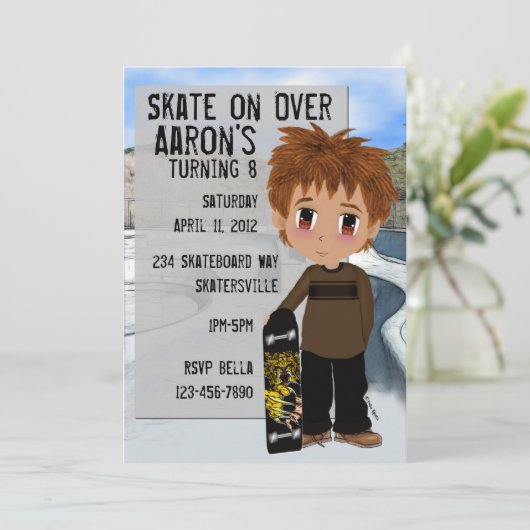 Skateboard-partij Kaart (Staand voorkant)