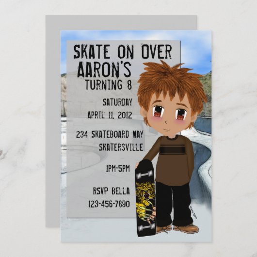 Skateboard-partij Kaart (Voorkant / Achterkant)