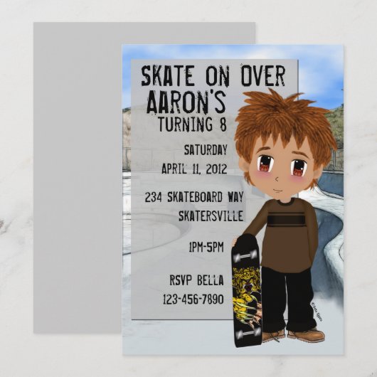 Skateboard-partij Kaart (Voorkant / Achterkant)