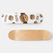 Skateboard patroon burger kawaii "eat skate repeat (Horizontaal)