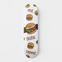 Skateboard patroon burger kawaii "eat skate repeat