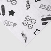 Skateboard Patroon Zwart 10LB Tissue Papier (Detail)