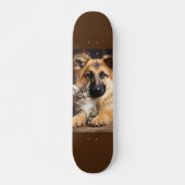 Skateboard Perro y gato juntos como amigos (Voorkant)