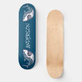 skateboard Personalized 2 Blue Sharks (Voorkant)