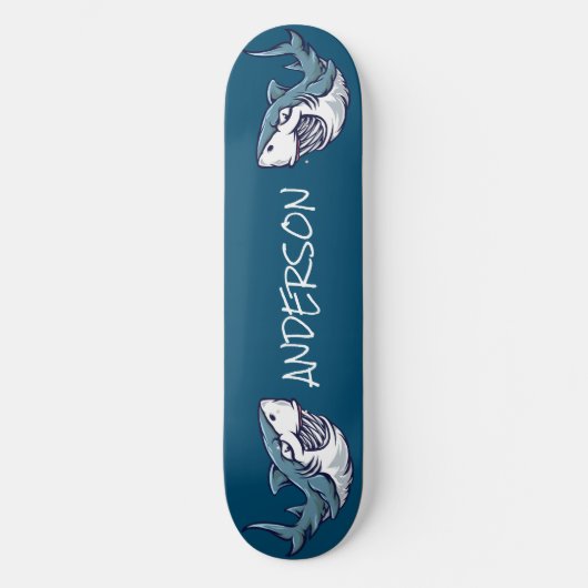 skateboard Personalized 2 Blue Sharks (Voorkant)