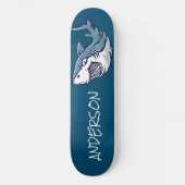skateboard Personalized Blue Shark (Voorkant)