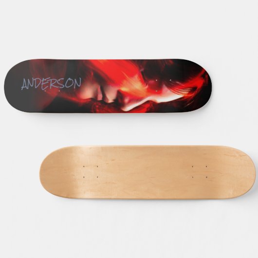 Skateboard Personalized Modern Black Oranje lady (Horizontaal)