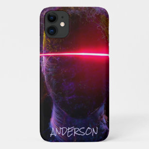 Skateboard Personalized Modern Neon Robot Hoesje-M Case-Mate iPhone Case