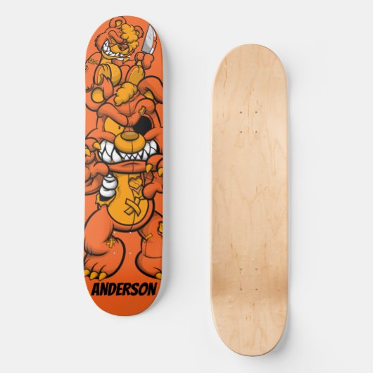 Skateboard Personalized Oranje Attack Teddies (Voorkant)
