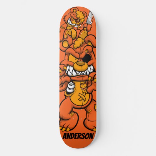 Skateboard Personalized Oranje Attack Teddies (Voorkant)