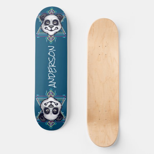 skateboard Personalized Panda Head Sacred Geometry (Voorkant)
