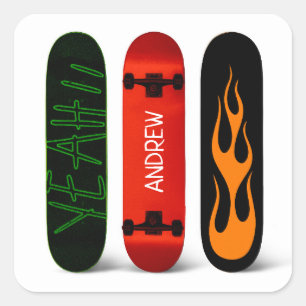 Skateboard Personalized Square Sticker