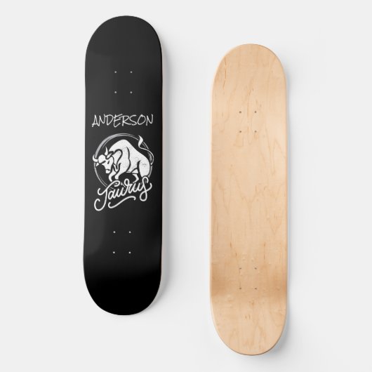 skateboard Personalized Zodiac Sign Bull Logo (Voorkant)