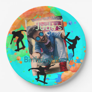 Skateboard Photo Birthday, Party Paper Borden Papieren Bordje