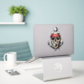 Skateboard plezier Jolly Roger Skull Anchor Sticker (Laptop op bureau)