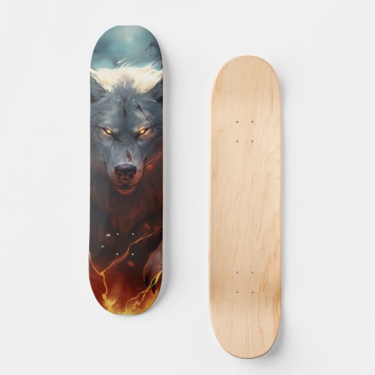 Skateboard Poderoso lobo depredador  (Voorkant)
