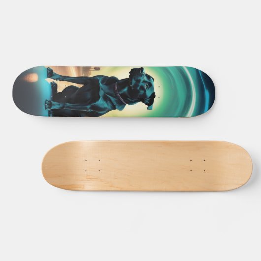 Skateboard Poderoso perro negro guardián (Horizontaal)