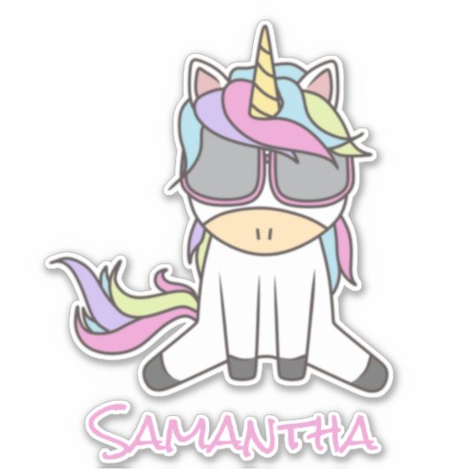 Skateboard Raiinbow Unicorn Sticker (Voorkant)