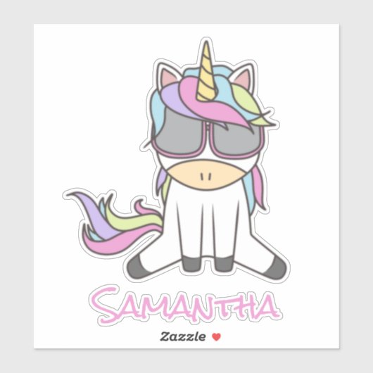 Skateboard Raiinbow Unicorn Sticker (Vel)