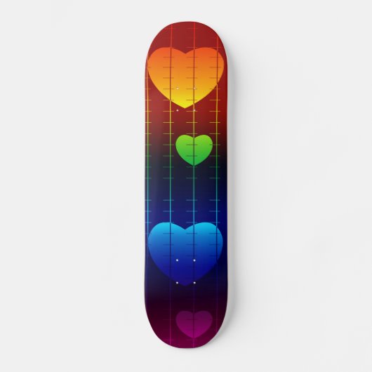 Skateboard, Rainbow Heart Pattern Persoonlijk Skateboard (Voorkant)