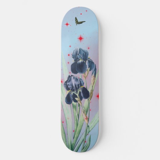 Skateboard RED STARS BLUE IRIS (Voorkant)