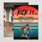 Skateboard Retro Sunset Foto Jongens Verjaardagsfe Kaart (Voorkant / Achterkant)