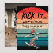 Skateboard Retro Sunset Foto Jongens Verjaardagsfe Kaart (Voorkant / Achterkant)