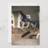 Skateboard Retro Sunset Foto Jongens Verjaardagsfe Kaart (Achterkant)