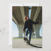 Skateboard Retro Sunset Foto Meisjes Verjaardagsfe Kaart (Achterkant)