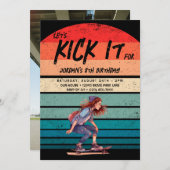 Skateboard Retro Sunset Foto Meisjes Verjaardagsfe Kaart (Voorkant / Achterkant)