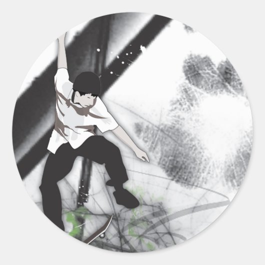 Skateboard Ronde Sticker (Voorkant)