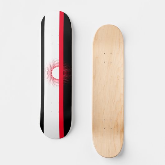 Skateboard, Rood, Wit en Zwart Persoonlijk Skateboard (Voorkant)