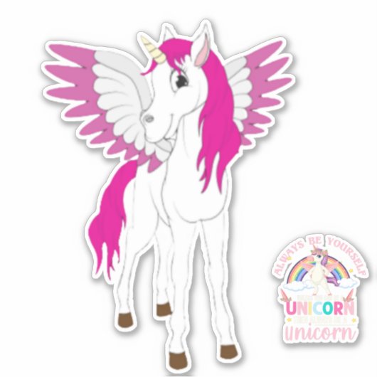 Skateboard Roze Cute Unicorns Sticker (Voorkant)