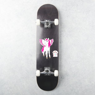 Skateboard Roze Cute Unicorns Sticker