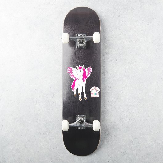 Skateboard Roze Cute Unicorns Sticker (Skateboard)