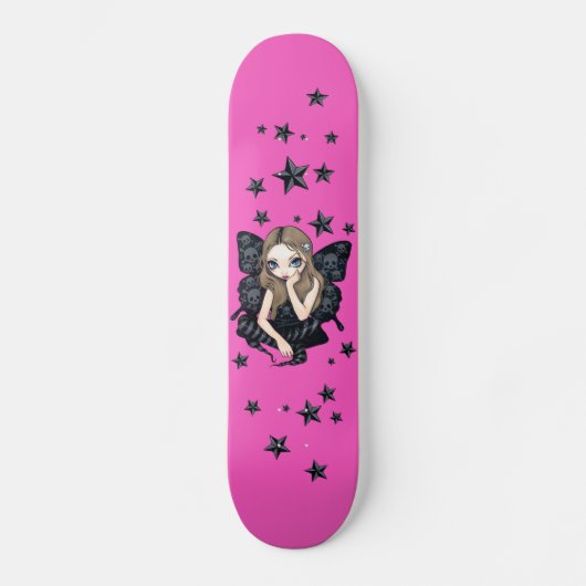 Skateboard, roze gothic fairy persoonlijk skateboard (Voorkant)