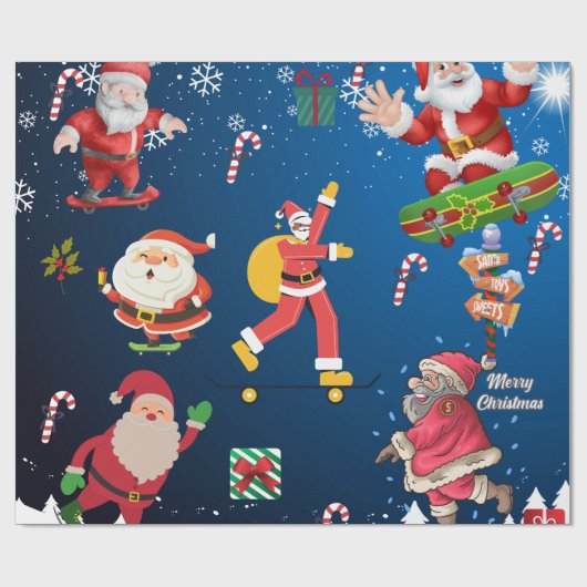 Skateboard Santa Cadeaupapier (Vlak)