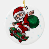 Skateboard Santa Claus Keramisch Ornament (Achterkant)