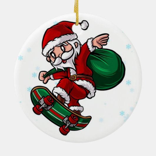 Skateboard Santa Claus Keramisch Ornament (Achterkant)