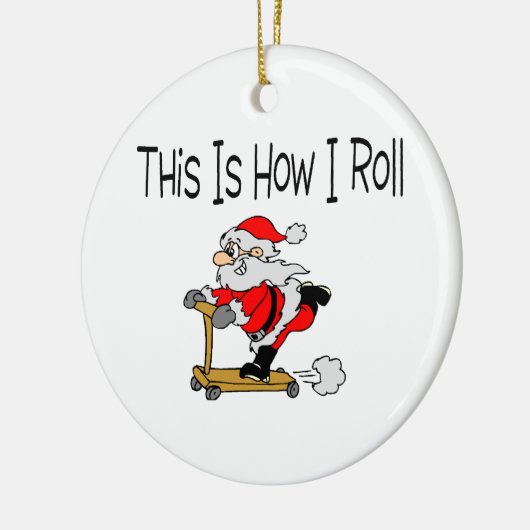 Skateboard Santa Keramisch Ornament (Links)