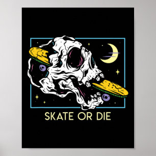 Skateboard Schedel Skateboarden Retro Skater Skate Poster