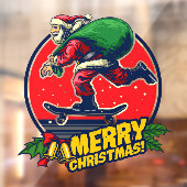 Skateboard Shop Santa Claus Skateboarder Decor Raamsticker (Vel 2)