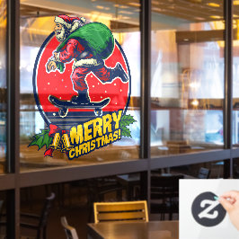 Skateboard Shop Santa Claus Skateboarder Decor Raamsticker