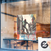 Skateboard Shop Wall Art Riding A Rail Raamsticker (Cafe Raam)