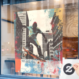 Skateboard Shop Wall Art Riding A Rail Raamsticker