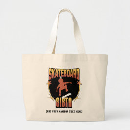 SKATEBOARD SISTA Afro Skateboarden Aangepaste naam Grote Tote Bag