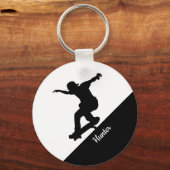 Skateboard Skateboarden Leuk Silhouet Sleutelhanger (Achterkant)
