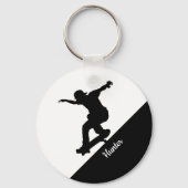 Skateboard Skateboarden Leuk Silhouet Sleutelhanger (Achterkant)