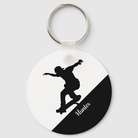 Skateboard Skateboarden Leuk Silhouet Sleutelhanger (Achterkant)