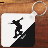 Skateboard Skateboarden Leuk Silhouet Sleutelhanger (Achterkant)